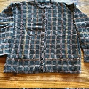 Maggie White geometric cardigan sweater wool chenille retro vintage worn once